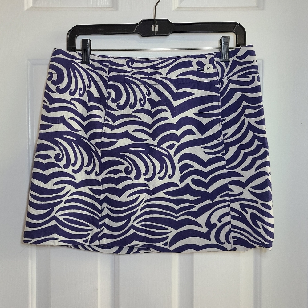 Lilly Pulitzer Faux Wrap Skirt EUC Blue & White Size 6